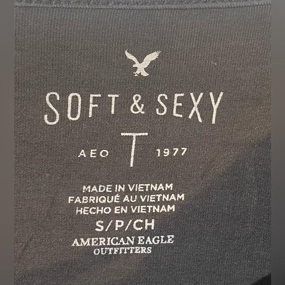 American Eagle Outfitters Soft & Sexy Charcoal Gray Long Sleeve Top, Size S - Picture 3 of 7